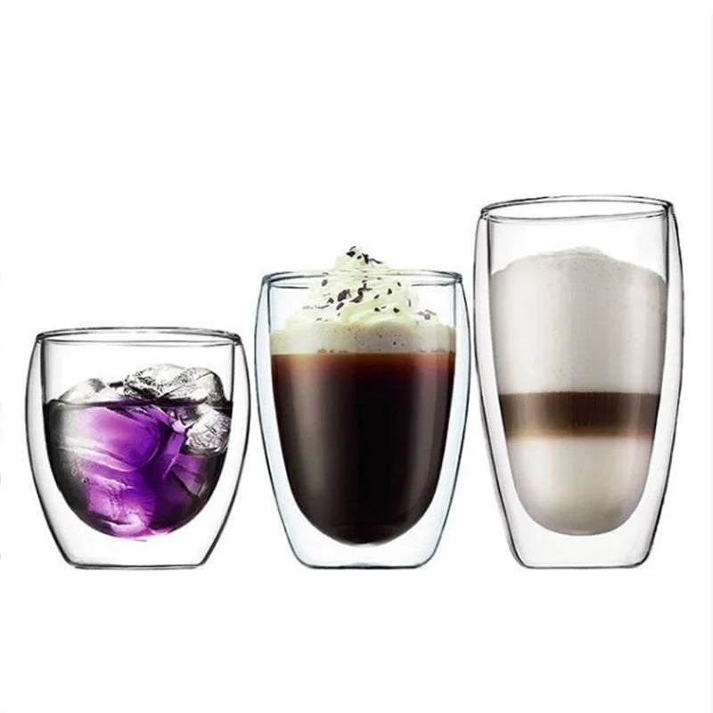 Egg-shaped double-layer insulated glass cup for hot and cold beverages