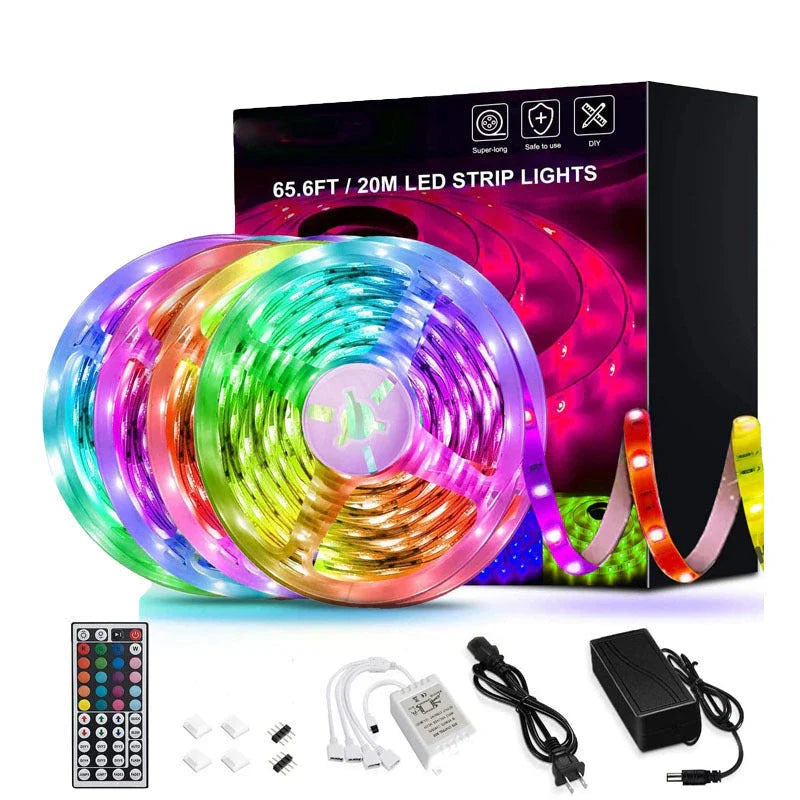 Vibrant and customizable LED strip lights that can be used to enhance home decor, lighting, and ambiance