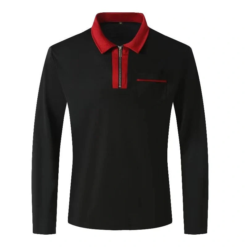 2024 Autumn Men's Long Sleeve Zipper Polo Shirts in various colours