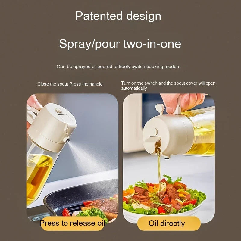 Versatile 470mL Olive Oil Sprayer with Dual Functionality - Spray or Pour for Cooking, Grilling, and More