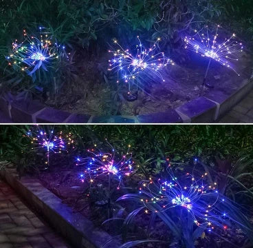 Radiant Solar-Powered Outdoor Fireworks Lights with dazzling LED display in various shapes and colours