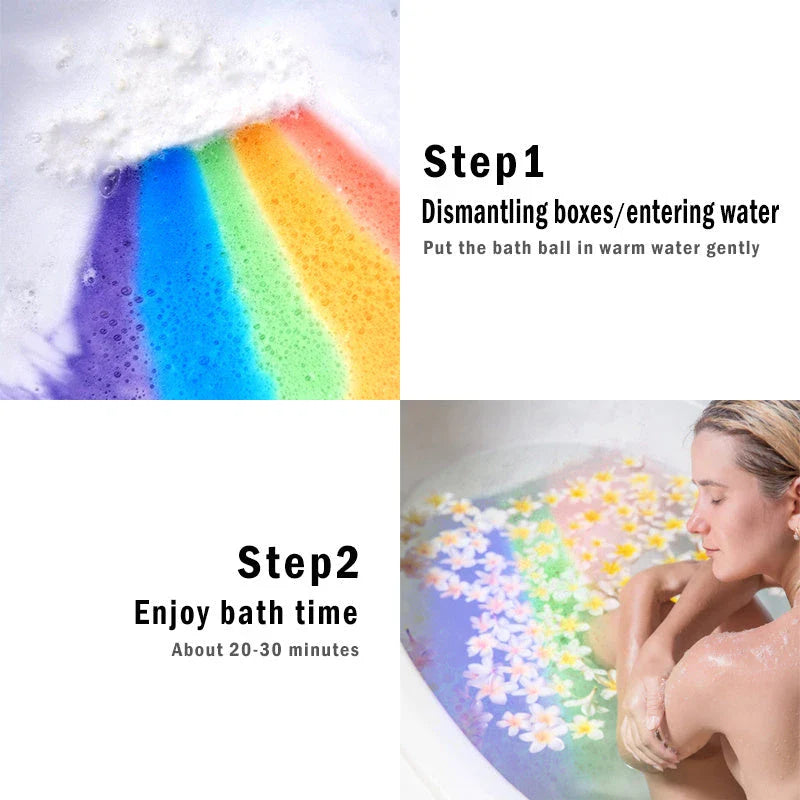 Aromatherapy bath bombs with essential oils, cloud-shaped fizzy balls for a soothing, moisturizing and exfoliating bath time experience