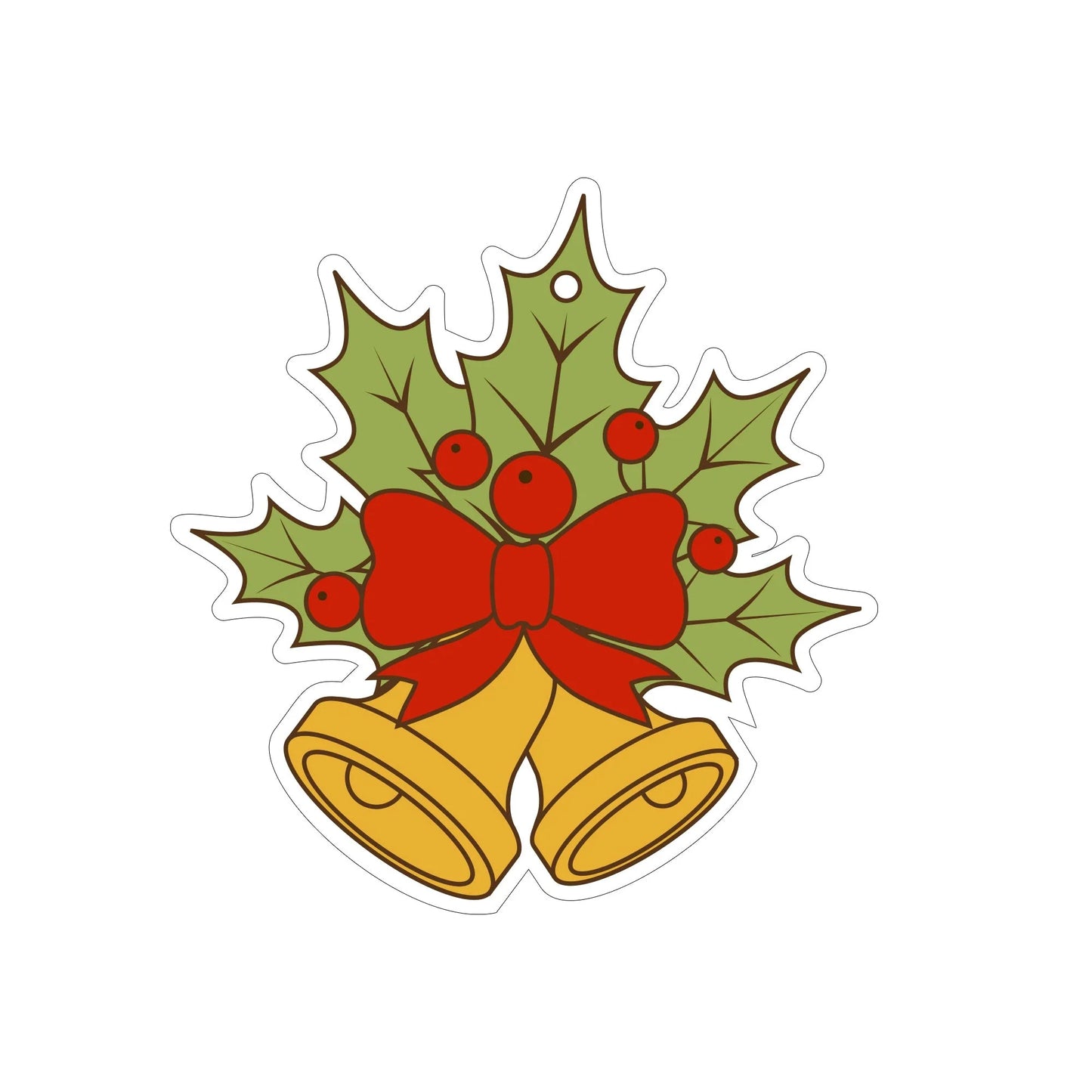 Festive car ornament hanging from rearview mirror with Christmas designs
