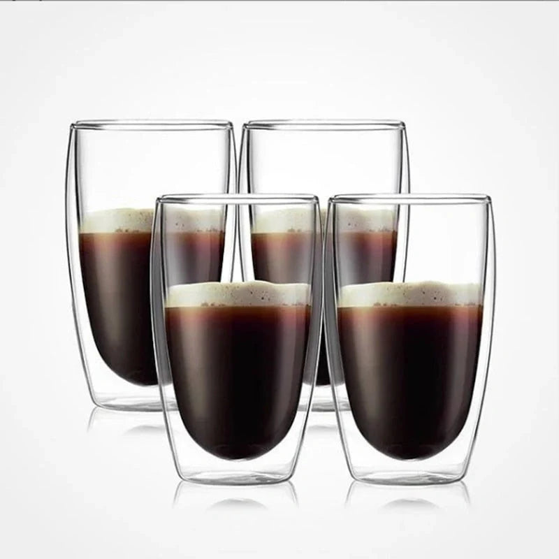 Egg-shaped double-layer insulated glass cup for hot and cold beverages