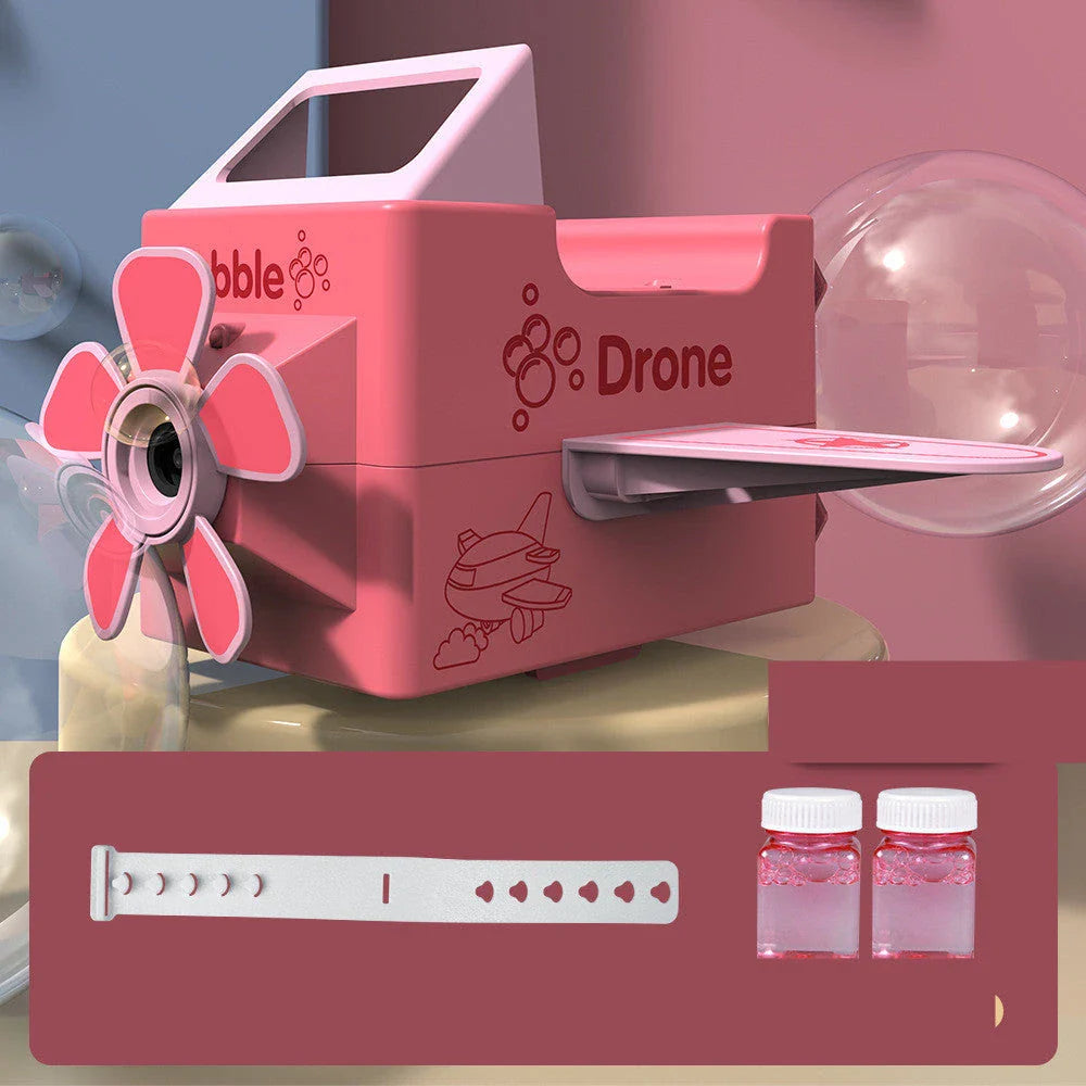 Cute electric bubble-blowing airplane wristband in pink, blue, and brown colours for children