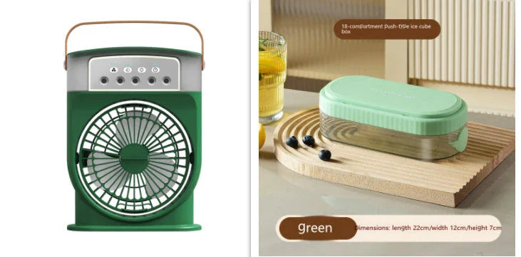 Compact USB-powered evaporative air cooler with 7-color mood lighting, portable design, and powerful fan for personal climate control