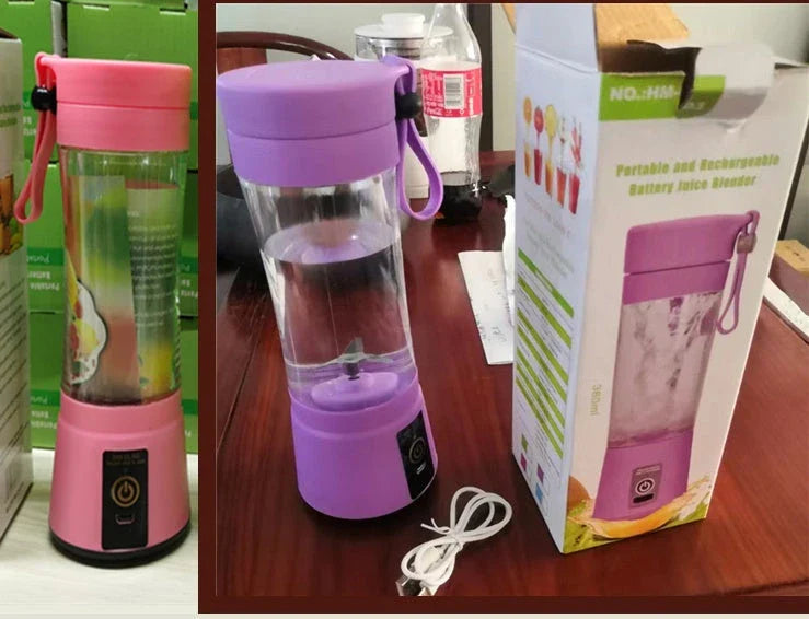 Portable smoothie blender with USB rechargeable battery, six-blade design, and automatic cleaning function for on-the-go healthy nutrition.