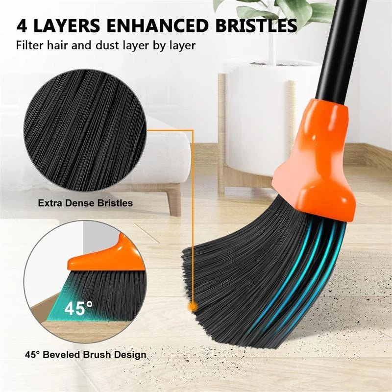 HOMEMAXS black and orange broom and dustpan set for effortless household cleaning