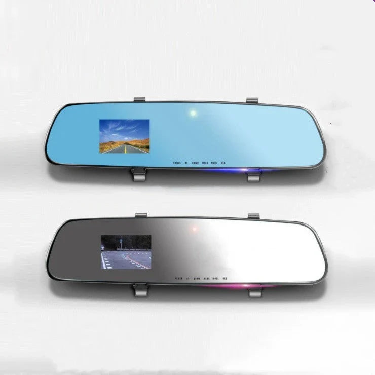 High-Definition Rearview Mirror Driving Recorder with 1080P video, motion detection, and collision sensor for enhanced road safety