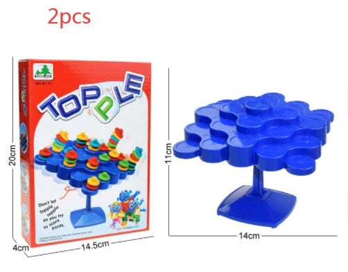 Montessori Balance Turntable Stacking Game in vibrant blue, perfect for family fun and learning