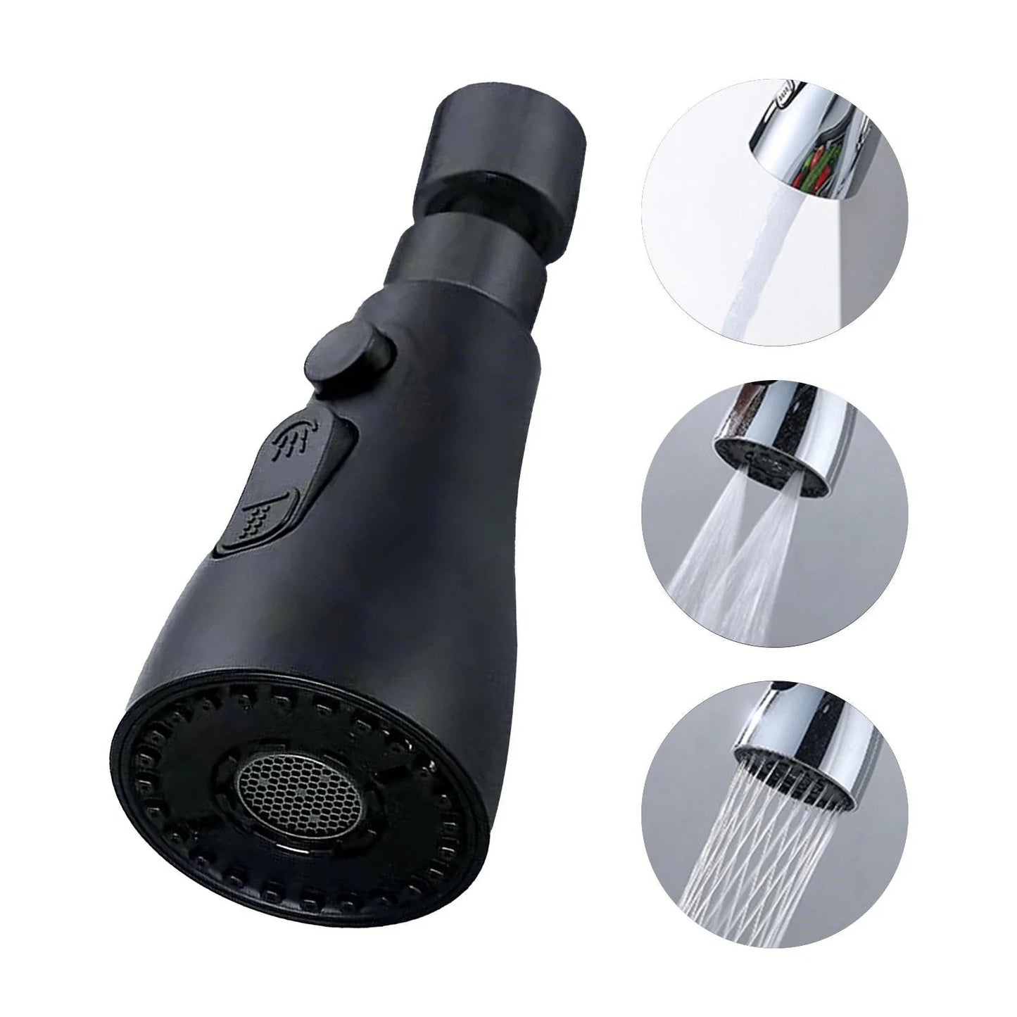 Universal pressurized faucet sprayer with 360-degree rotation and 3 cleaning modes for efficient kitchen cleaning