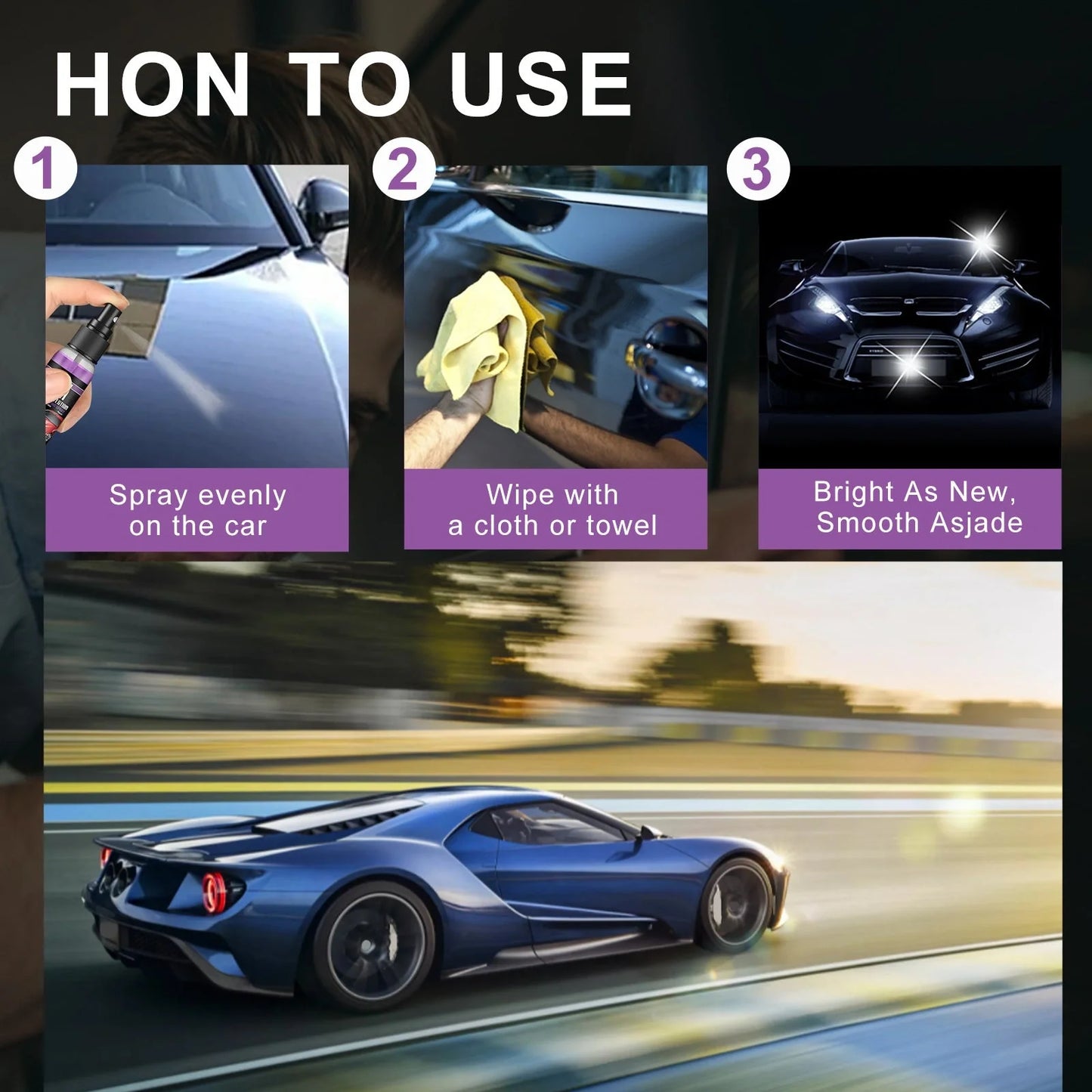 3-in-1 Fast-Acting Car Paint Spray for high protection and shine