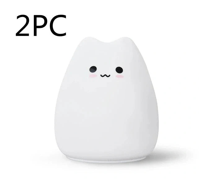 Adorable cat design silicone touch sensor LED night light for children with colour-changing feature