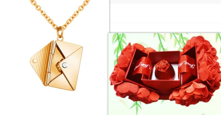Elegant titanium steel envelope pendant necklace with adjustable chain, versatile for any occasion