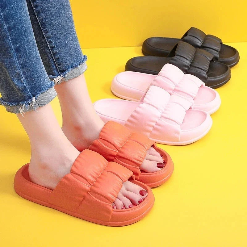 Plush Comfort Bathroom Slides in various vibrant colors, featuring soft EVA soles and water-resistant design