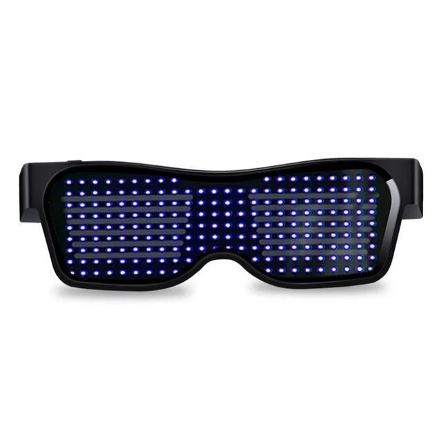 Multicolor LED party glasses with dynamic flashing light effects, suitable for various events and celebrations