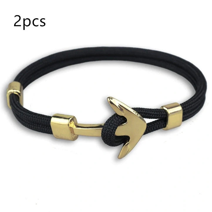 Anchor Bracelet featuring a nautical symbol on a cotton-linen rope