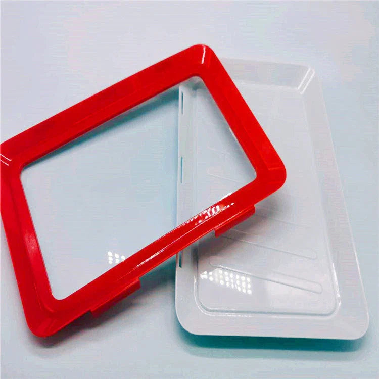 Premium food-preserving vacuum trays for fridge storage in black, green, red, and gold colours