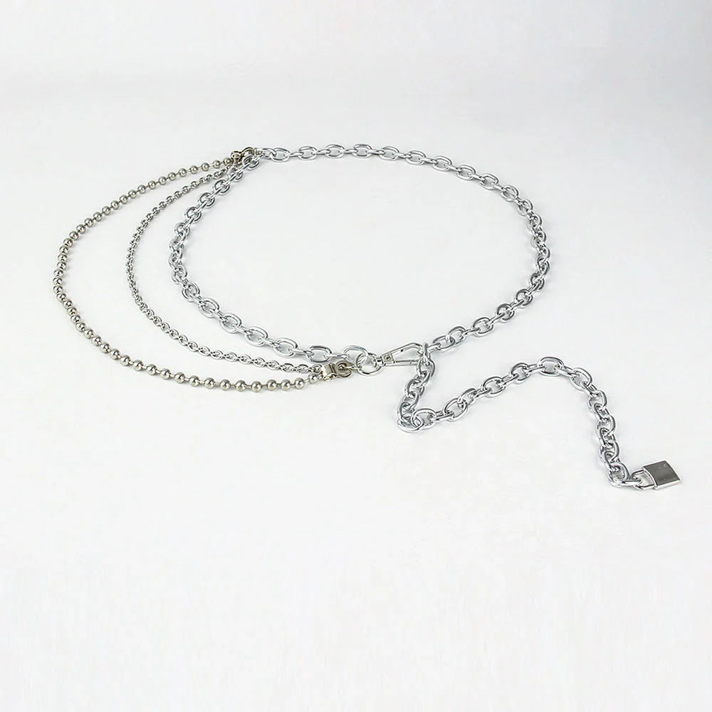 Adjustable alloy waist chain in golden and silver for summer hip hop punk styling