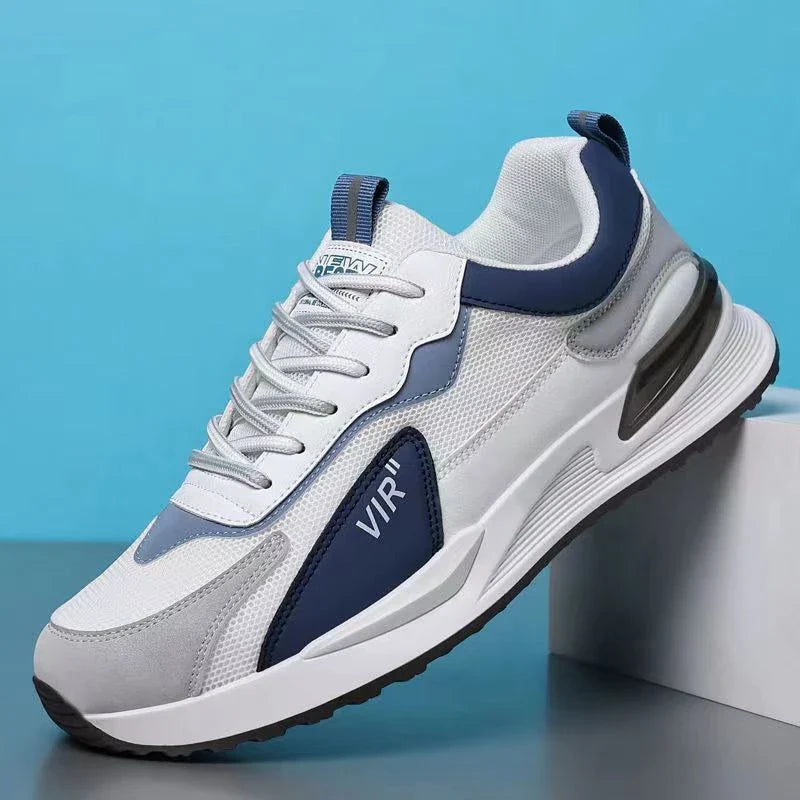 Stylish color block mesh sneakers for men in various colors and sizes