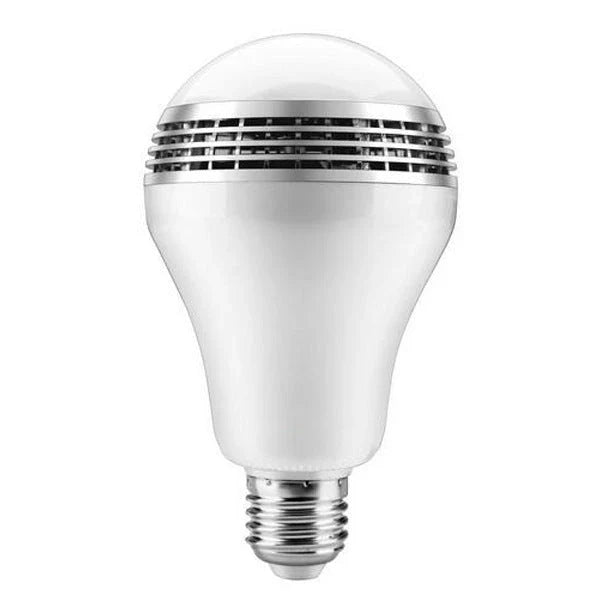 Stylish smart LED Bluetooth speaker bulb with RGB colour, designed for modern home lighting and audio needs