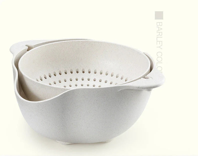 Premium wheat fibre drain basket with a versatile design for washing, soaking, draining, and storing produce in the kitchen