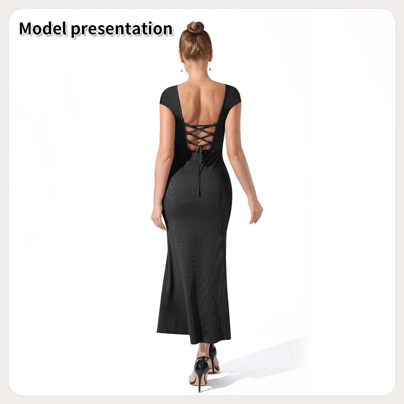 Elegant black dress with a timeless, figure-flattering silhouette made from premium British-sourced fabrics
