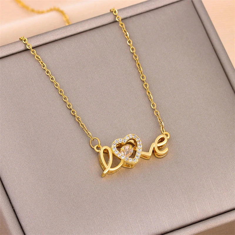 Titanium steel necklace with elegant clavicle chain design, a fashionable accessory for Valentine's Day
