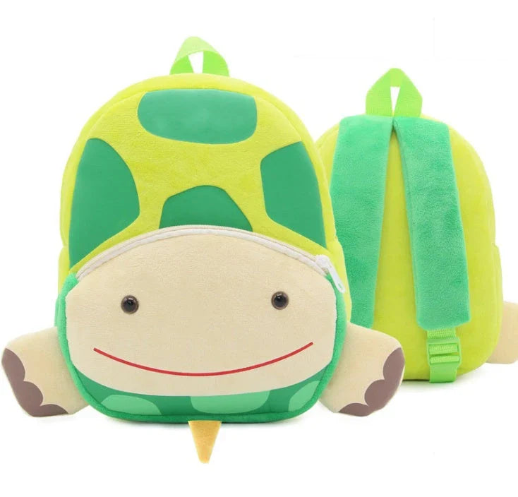 Adorable plush backpacks featuring various animal designs, perfect for primary school children