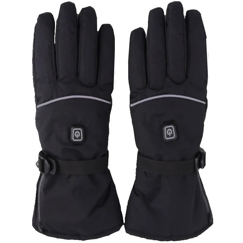 Rechargeable heated gloves with adjustable temperature control, non-slip leather palm, and breathable velvet lining