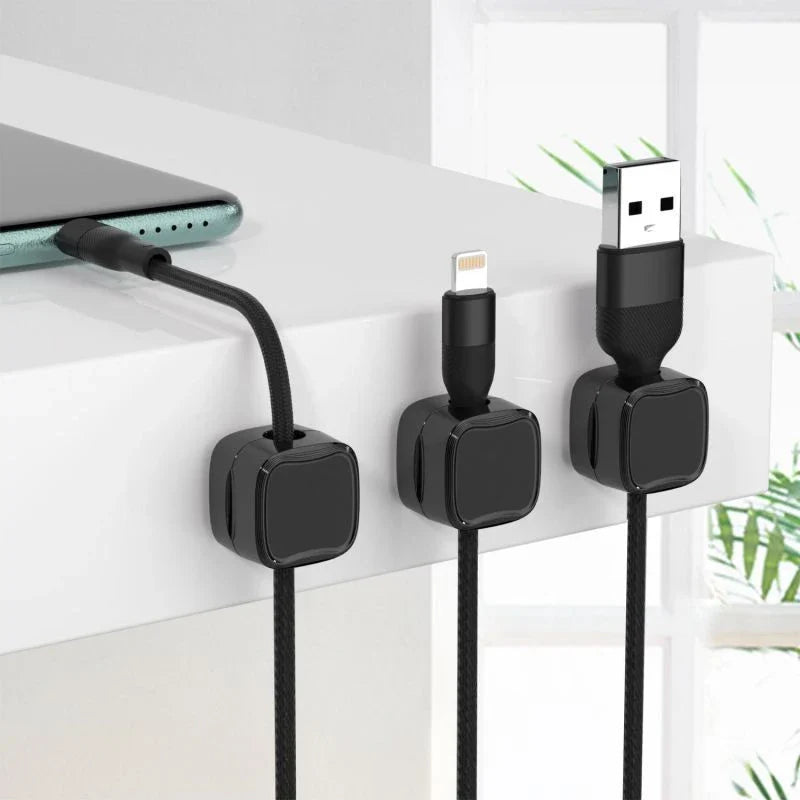 Cable Management Clips - Discreet desk cord organizers that securely hold cables in place without damaging furniture