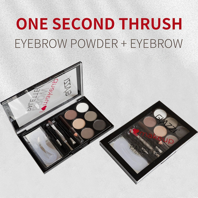 GLAZZI Natural Brown Eyebrow Powder Palette with brush and stencils