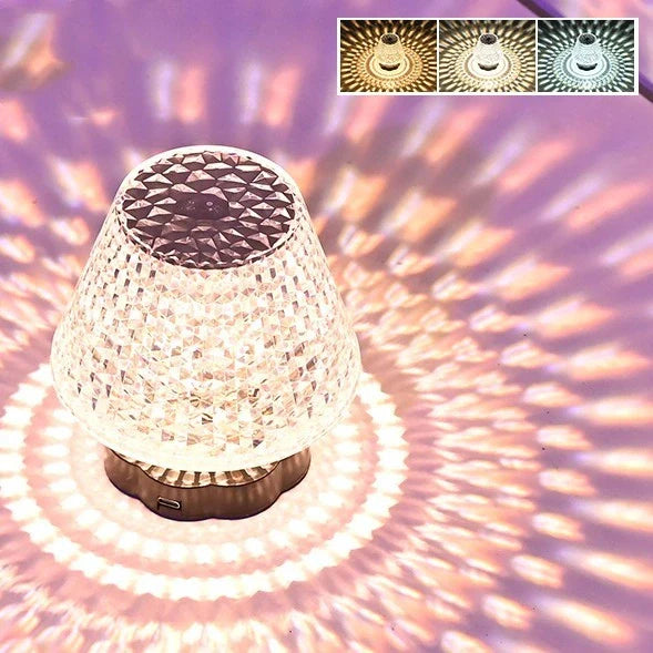 Diamond crystal table lamp with USB touch sensor and dimmable LED light