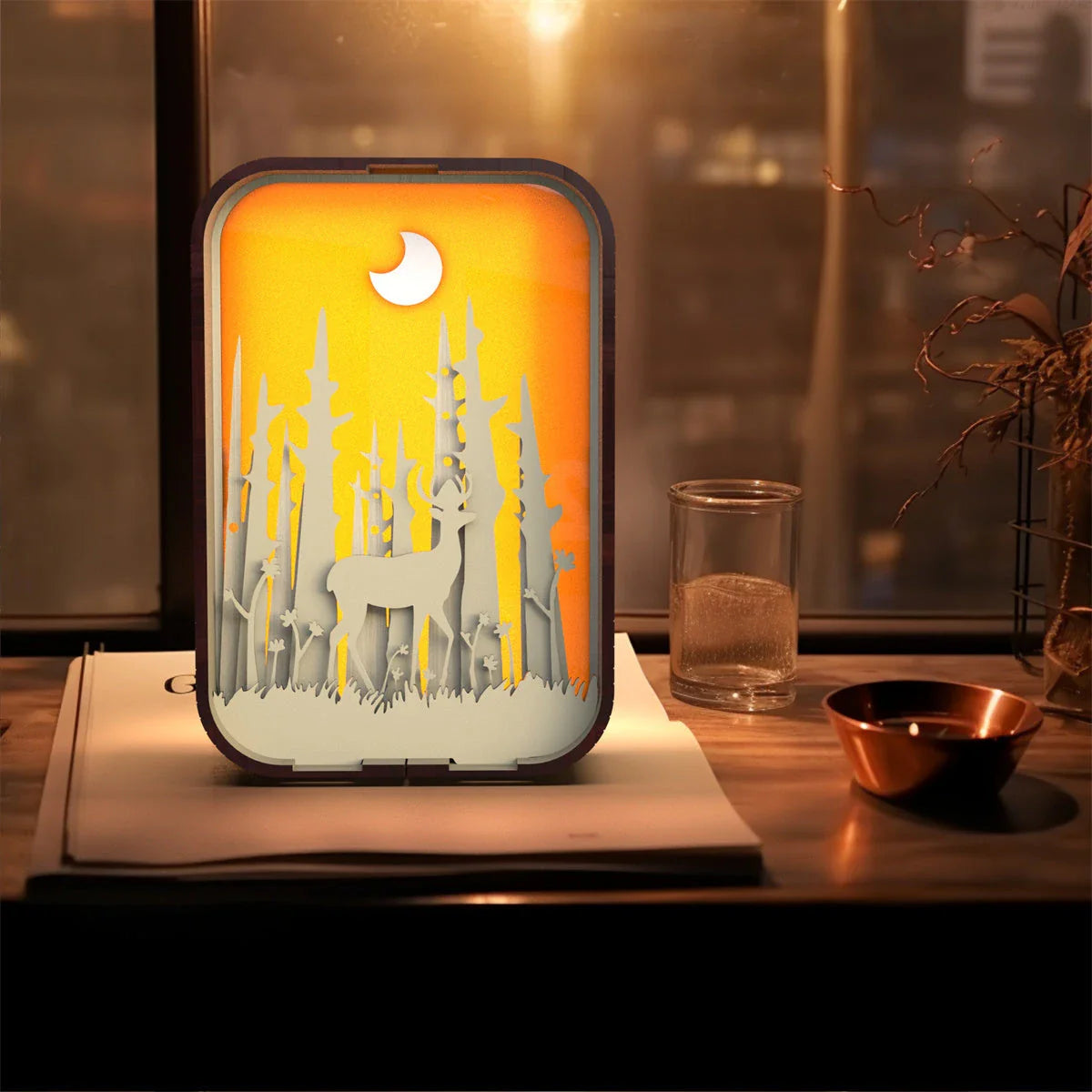Minimalist wooden LED night light with touch-sensitive controls for adjustable brightness and cozy ambiance