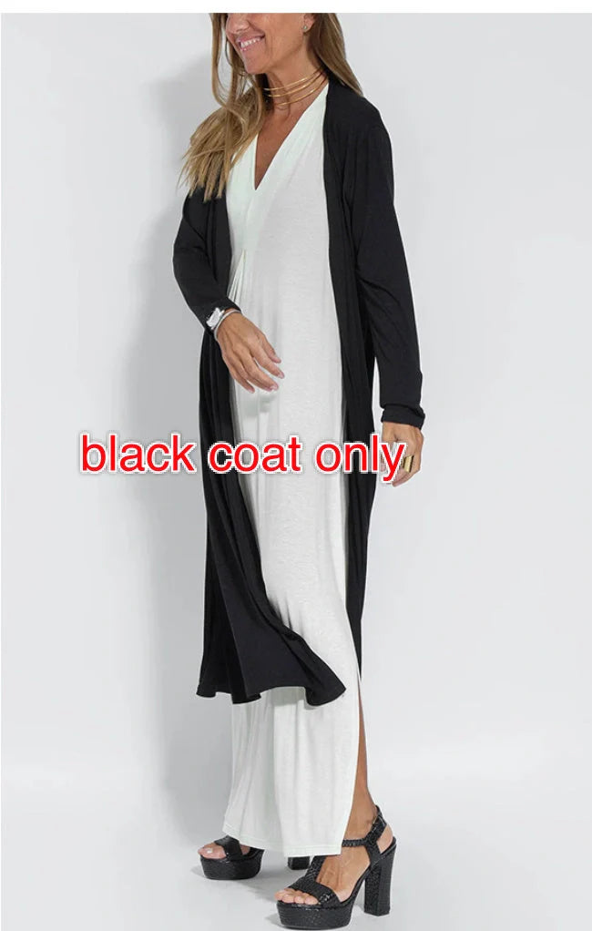 Stylish Women's V-neck Sleeveless Dress with Long Cardigan in various colors