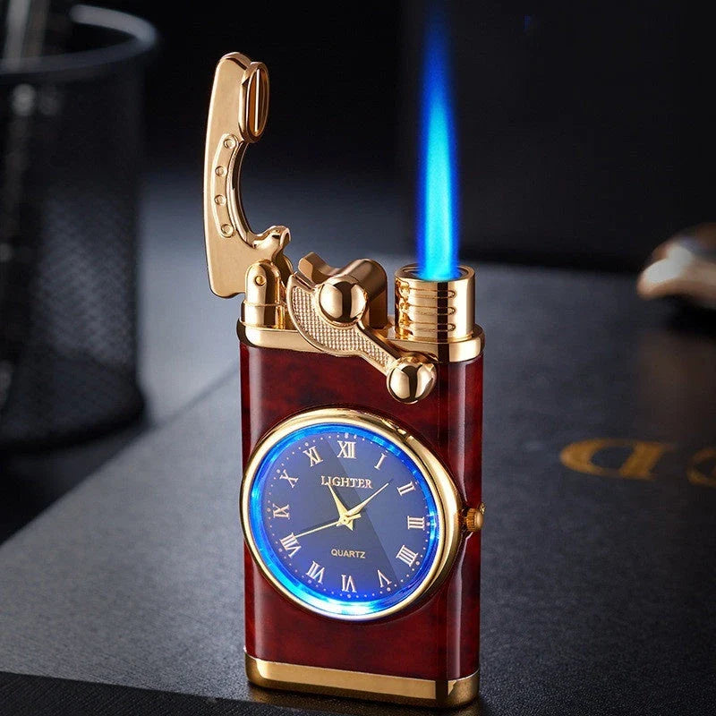 A versatile butane lighter watch with various color options and flame styles