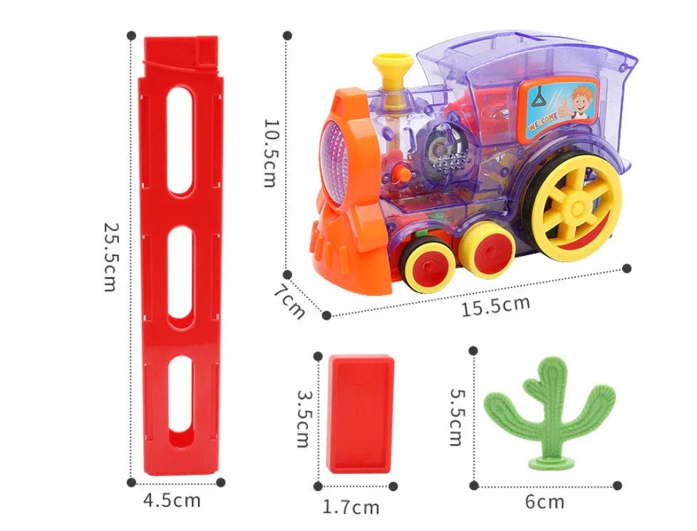 Automatic Domino Train Toy - Motorized Building Set for Kids with Vibrant Colors and Sturdy Construction