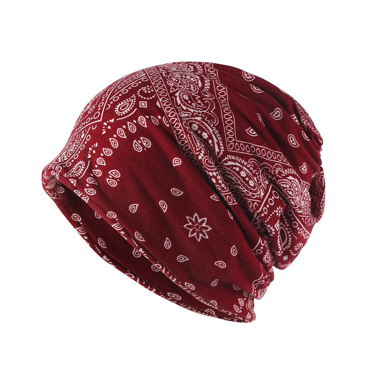 Adjustable windproof earmuff hat with cashew flower print in various colours