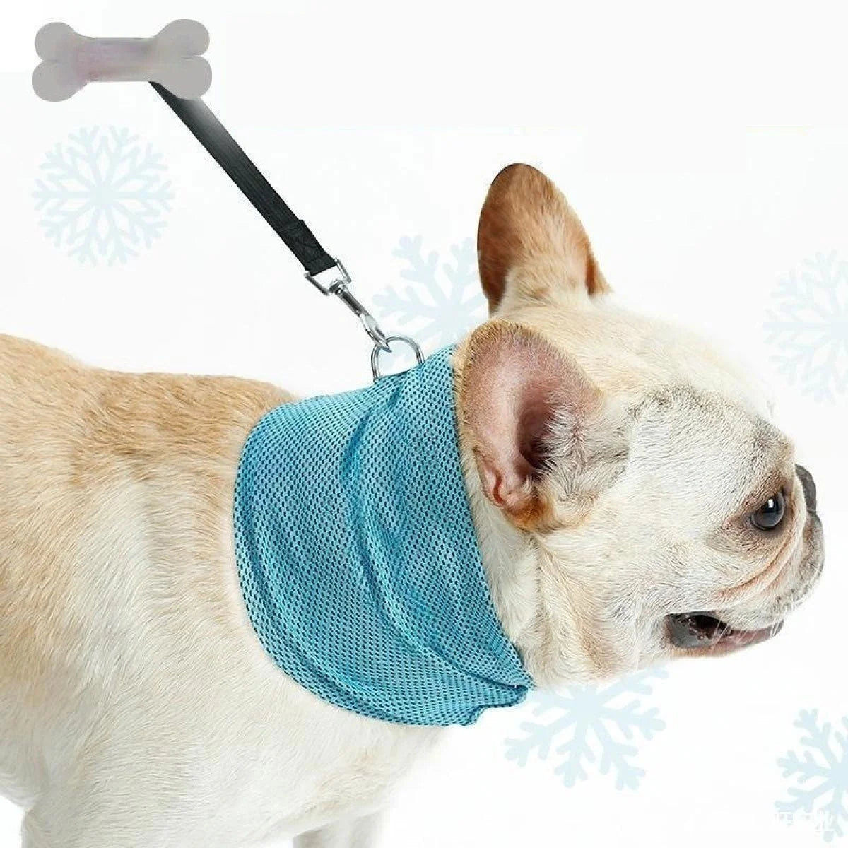 Blue instant cooling pet bandana for dogs, perfect for summer heatstroke prevention