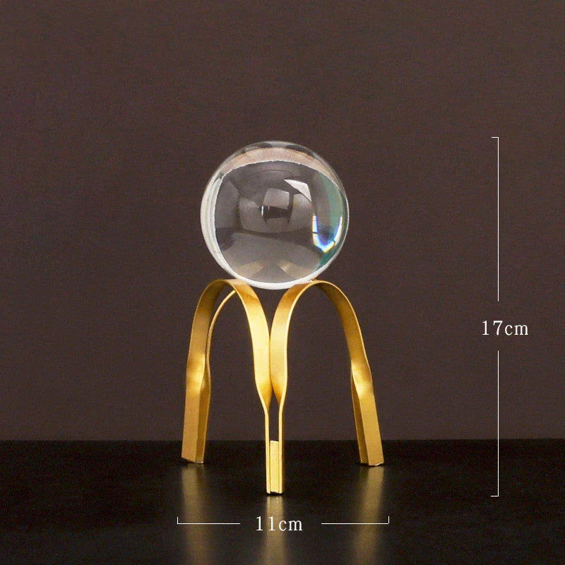 Elegant Crystal Ball Home Decor - Luxurious Metal Ornaments for Any Room