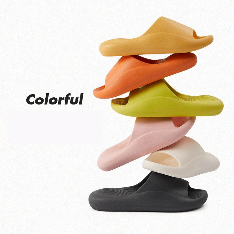 Comfortable slip-on slippers with anti-skid soles in a variety of vibrant colors