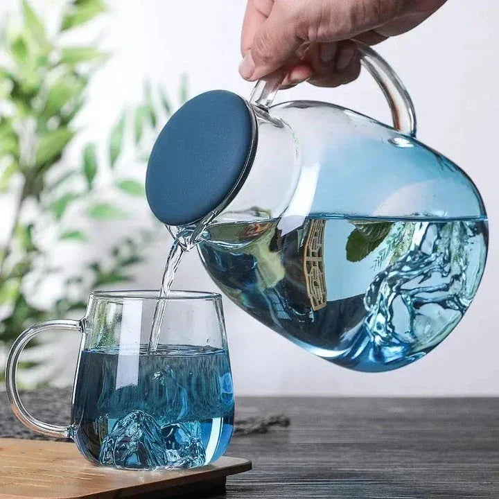 Mountain Gradient Glass Jug with 1800ml Capacity and Ergonomic Handle