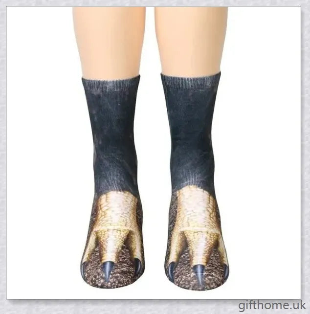 Colourful 3D animal paw print socks with cute cat claws design, unisex long socks for adults