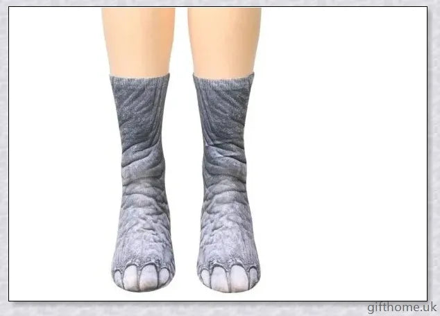 Colourful 3D animal paw print socks with cute cat claws design, unisex long socks for adults