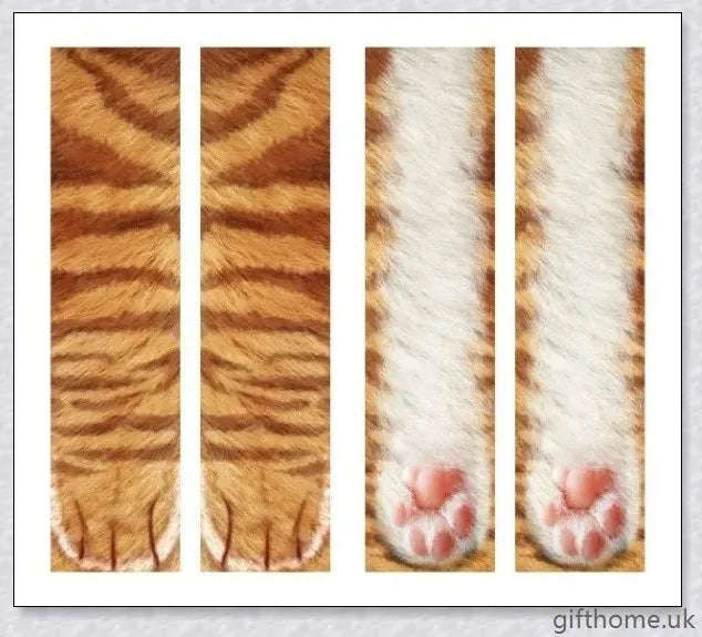 Colourful 3D animal paw print socks with cute cat claws design, unisex long socks for adults