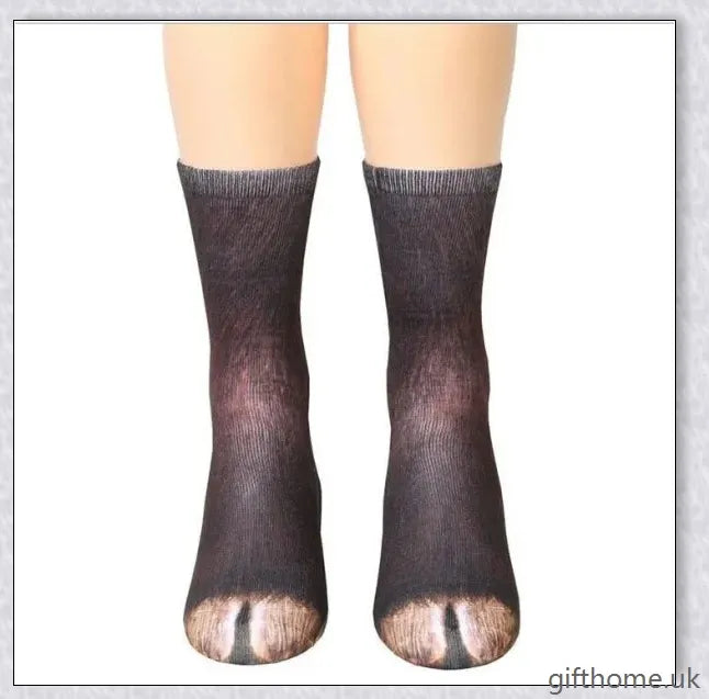 Colourful 3D animal paw print socks with cute cat claws design, unisex long socks for adults