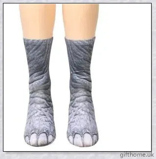 Colourful 3D animal paw print socks with cute cat claws design, unisex long socks for adults