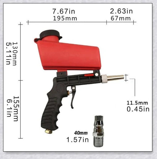 Portable sand blaster with adjustable airflow, suitable for rust removal, polishing, and surface cleaning