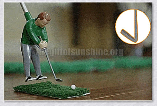 Mini golf game with interchangeable clubs, putting green, and course obstacles for indoor golf practice and entertainment
