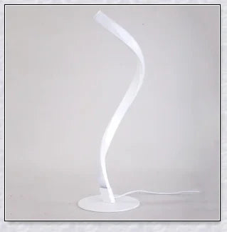 Stylish modern spiral table lamp with adjustable brightness and three colour modes